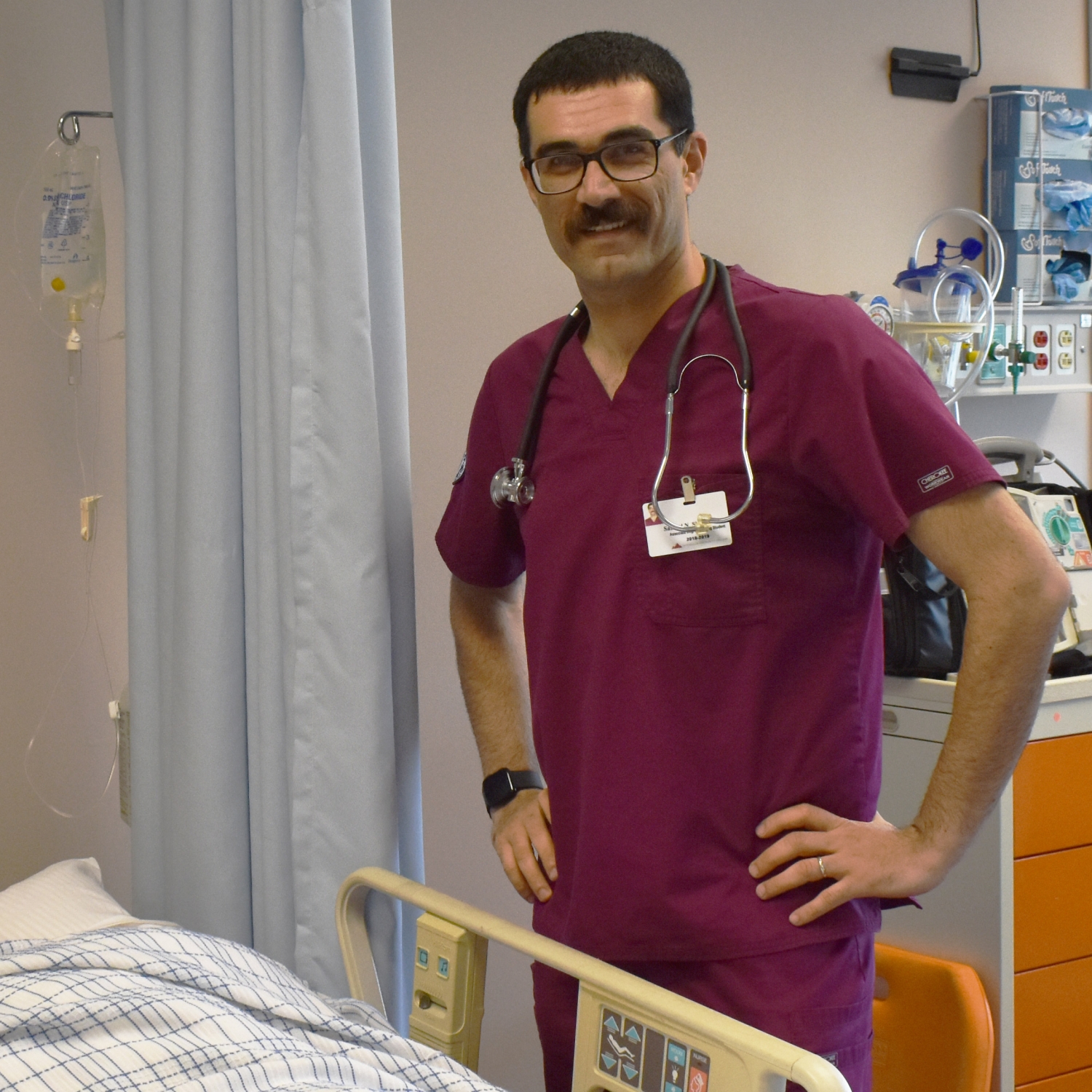 Samuel Shahan in the Nursing Simulation Lab